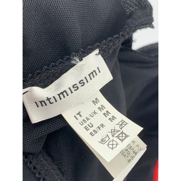 INTIMISSIMI Women's Black-Red Mesh Double Spaghetti Strap Hook Corset Top SZ M - Picture 8 of 11